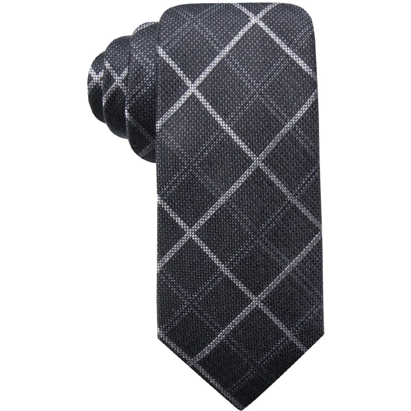 designer necktie ideas for weddings-Ryan Seacrest Mens Parga Plaid Self-Tied Necktie - One Size