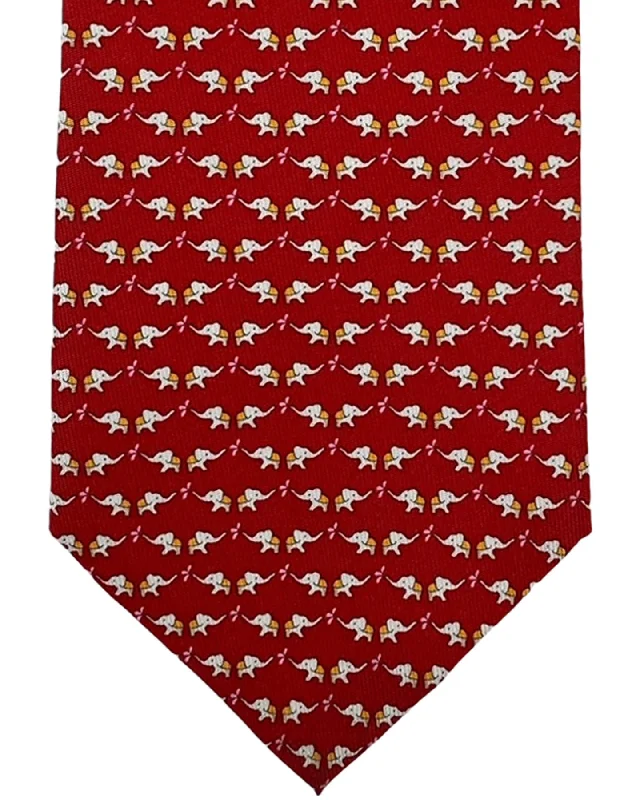 silk necktie options for office wear-Salvatore Ferragamo Tie Red Elephant