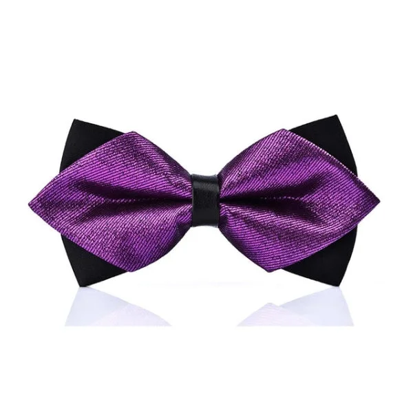 silk bow ties for office wear-Classy Men Shiny Violet Pre-Tied Diamond Bow Tie