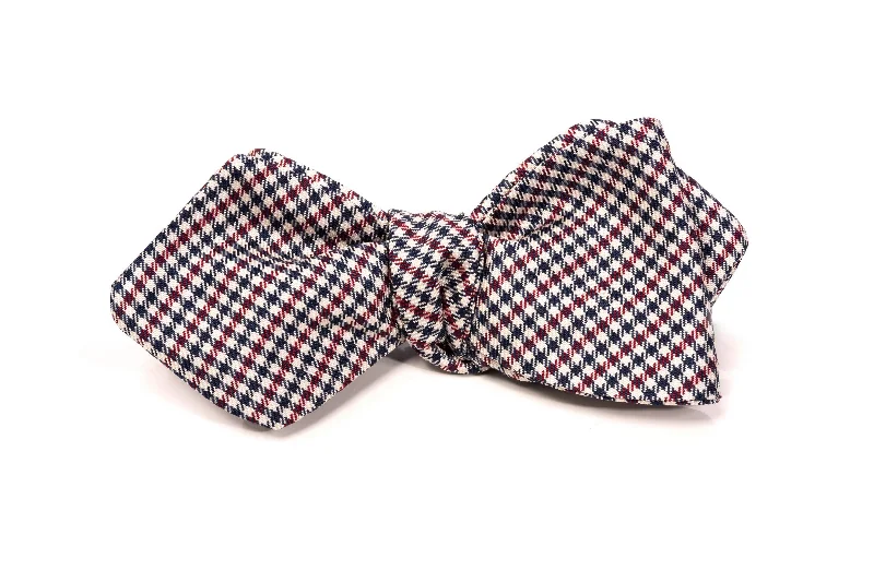 modern silk necktie designs for business-Red, White & Blue Shepherd's Check Silk Diamond Bow Tie