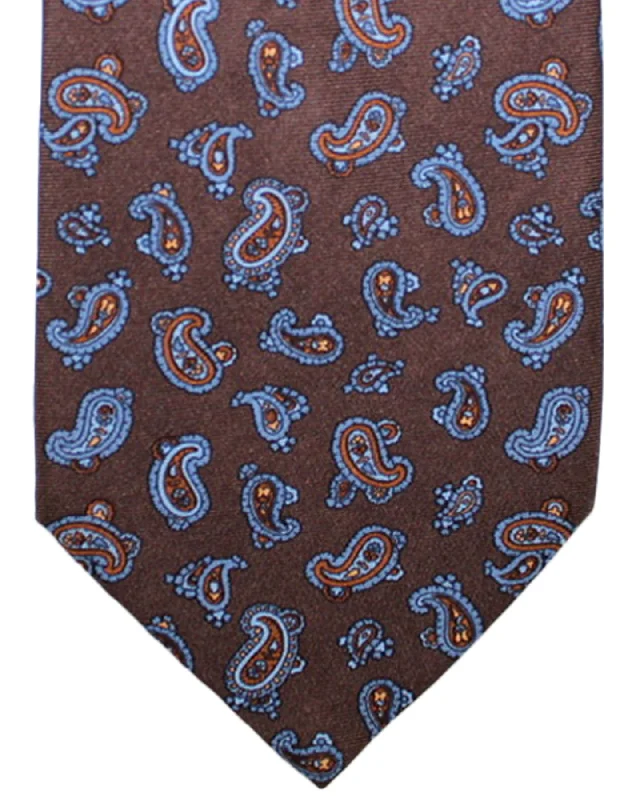 silk necktie designs for office events-Stefano Ricci Silk Tie Brown Paisley