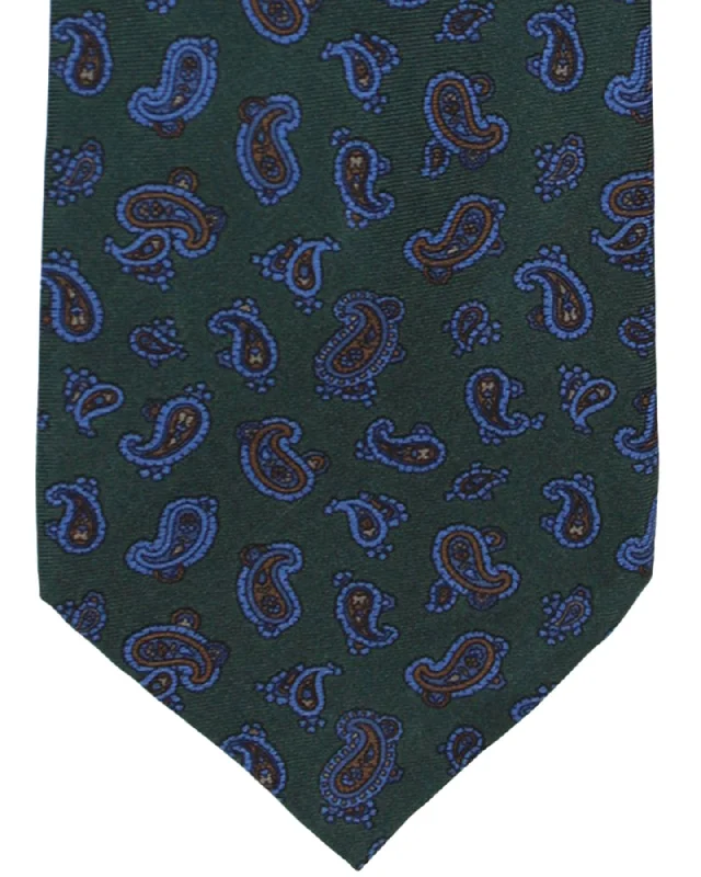 affordable silk necktie ideas for business-Stefano Ricci Silk Tie Dark Green Paisley