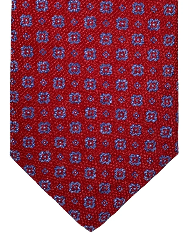 trendy business silk bow tie sets-Stefano Ricci Silk Tie Red Dark Blue Mini Geometric