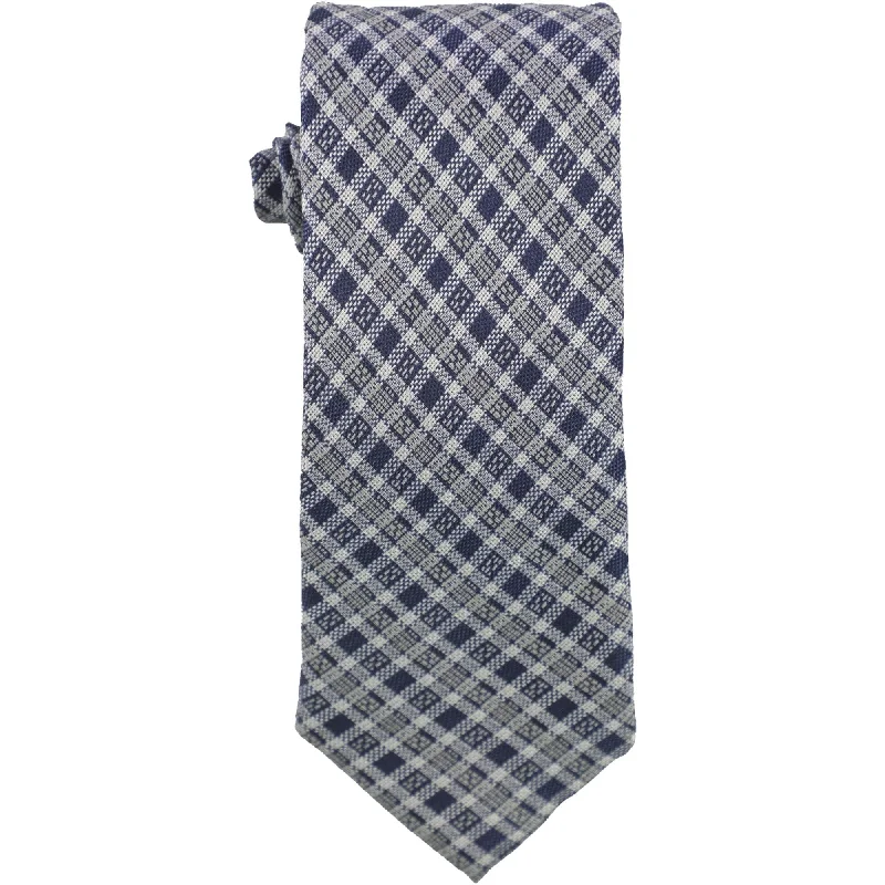 elegant wedding silk necktie combinations-Tallia Mens Plaid Self-tied Necktie, Blue, One Size - One Size