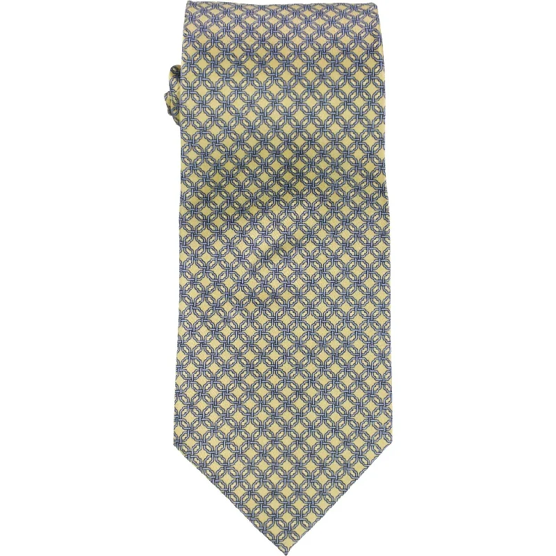 best office silk necktie designs for men-The Men's Store Mens Chainlink Silk Self-tied Necktie, Yellow, One Size - One Size