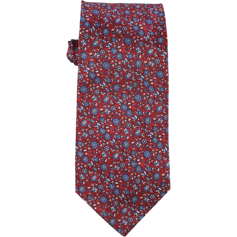 affordable silk necktie sets for office wear-The Men's Store Mens Floral Printed Silk Self-Tied Necktie - One Size