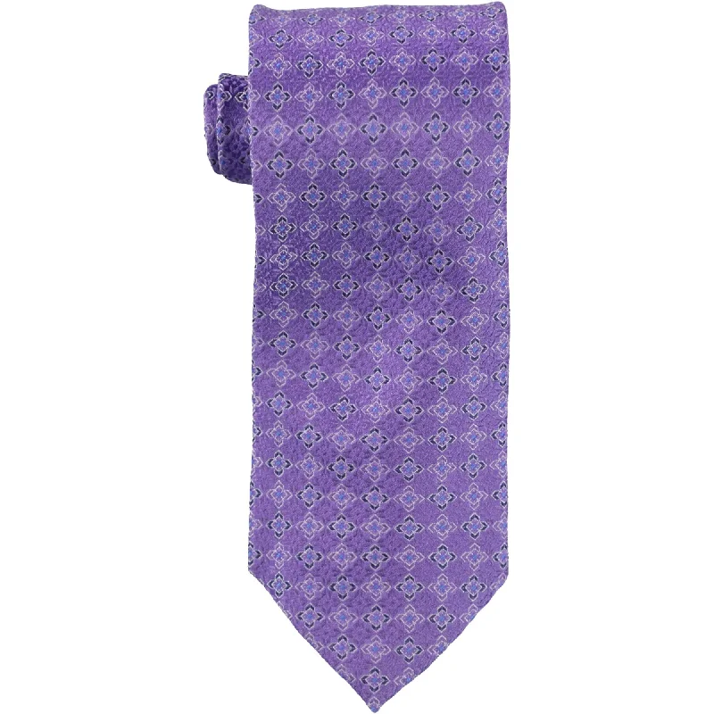 affordable business silk necktie styles-The Men's Store Mens Square Floret Silk Self-tied Necktie, Purple, One Size - One Size