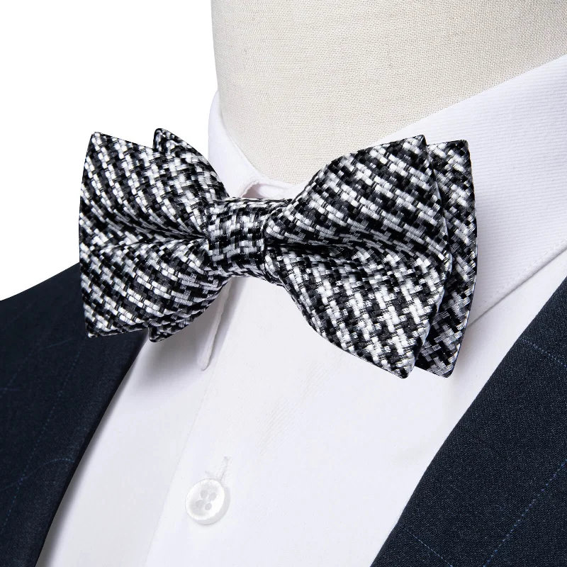 elegant silk necktie colors for weddings-Ties2you Boys Bow Ties Black White Striped Bow Tie Handkerchief Set