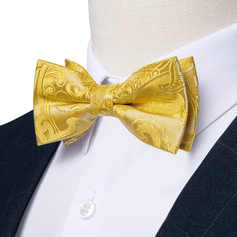 silk wedding bow ties for men-Ties2you Boys Bow Ties Canary Yellow Paisley Bow Tie Handkerchief Set