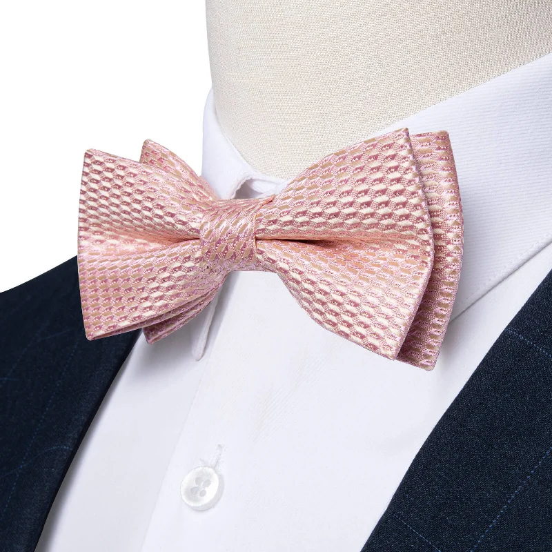 modern wedding necktie sets for men-Ties2you Boys Bow Ties Lemonade Pink Geometric Bow Tie Handkerchief Set