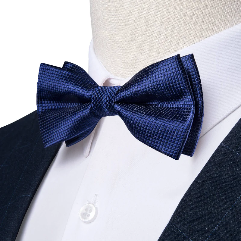 silk necktie combinations for wedding parties-Ties2you Boys Bow Ties Navy Blue Plaid Kids Bow Tie Pocket Square Set