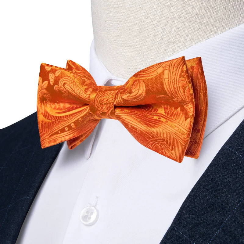 affordable wedding necktie colors for men-Ties2you Boys Bow Ties Tiger Orange Paisley Bow Tie Handkerchief Set