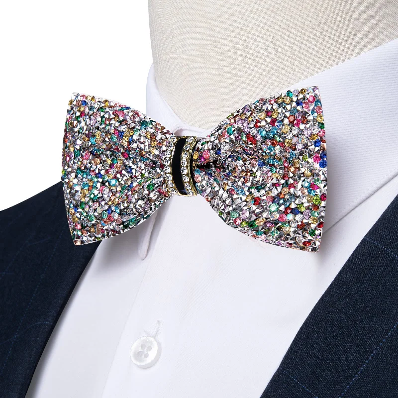 business silk necktie styles for men-Ties2you Imitated Crystal Bowtie Colorful Rhinestones Men's Pre Tied Bow Ties For Wedding Party