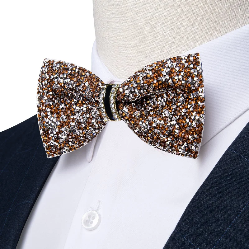 business silk necktie designs for weddings-Ties2you Imitated Crystal Bowtie Golden Silver Rhinestones Men's Pre Tied Bow Ties For Wedding Party