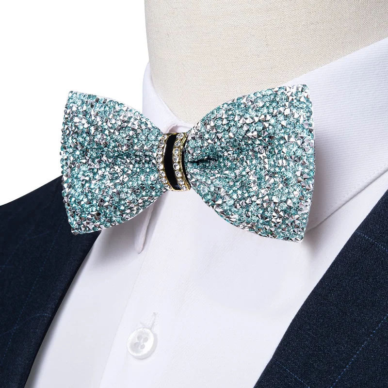 fashionable wedding silk necktie ideas-Ties2you Imitated Crystal Bowtie Sky Blue Silver Rhinestones Men's Pre Tied Bow Ties For Wedding Party