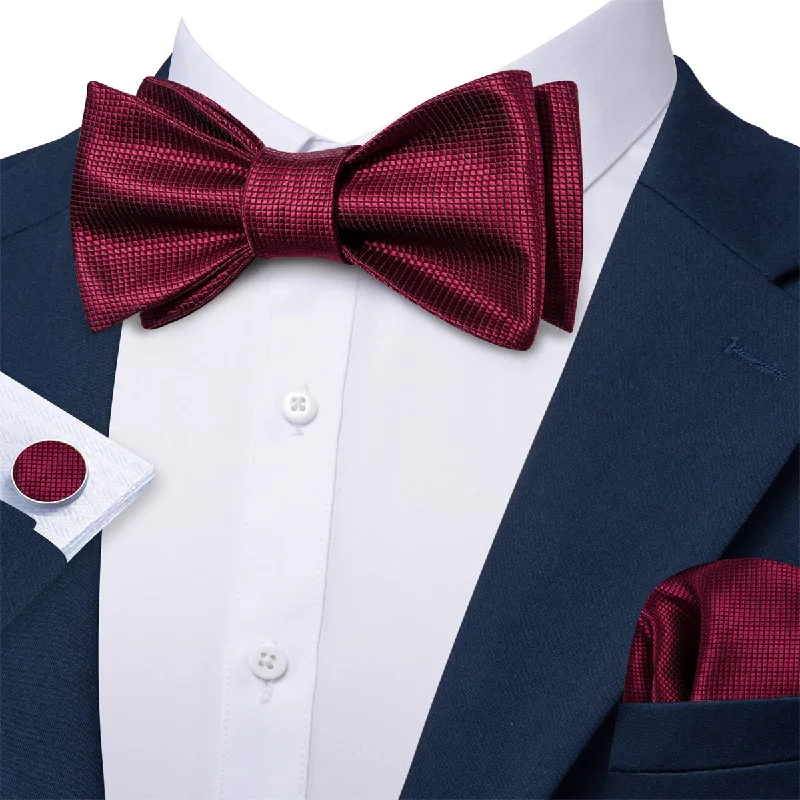 high-end silk wedding tie options-Ties2you Self Tie Bow Ties Burgundy Plaid Silk Mens Tuxedo Bow Tie Wedding