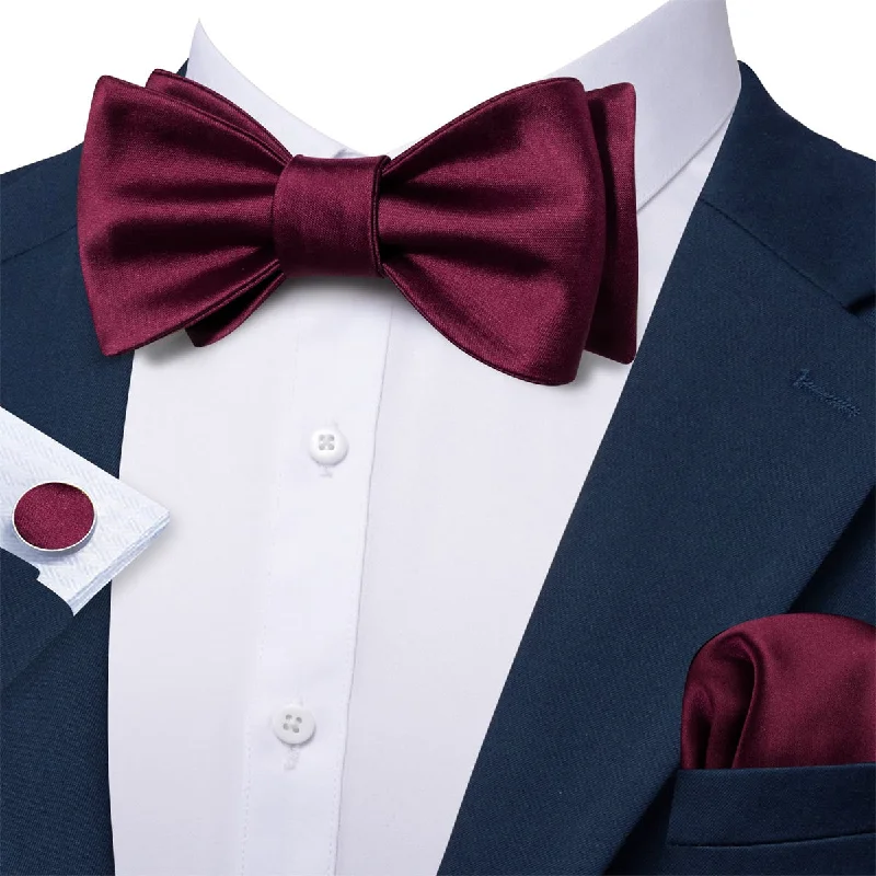 colorful silk necktie ideas for formal events-Ties2you Self Tie Bow Ties Burgundy Solid Silk Mens Tuxedo Bow Tie Wedding