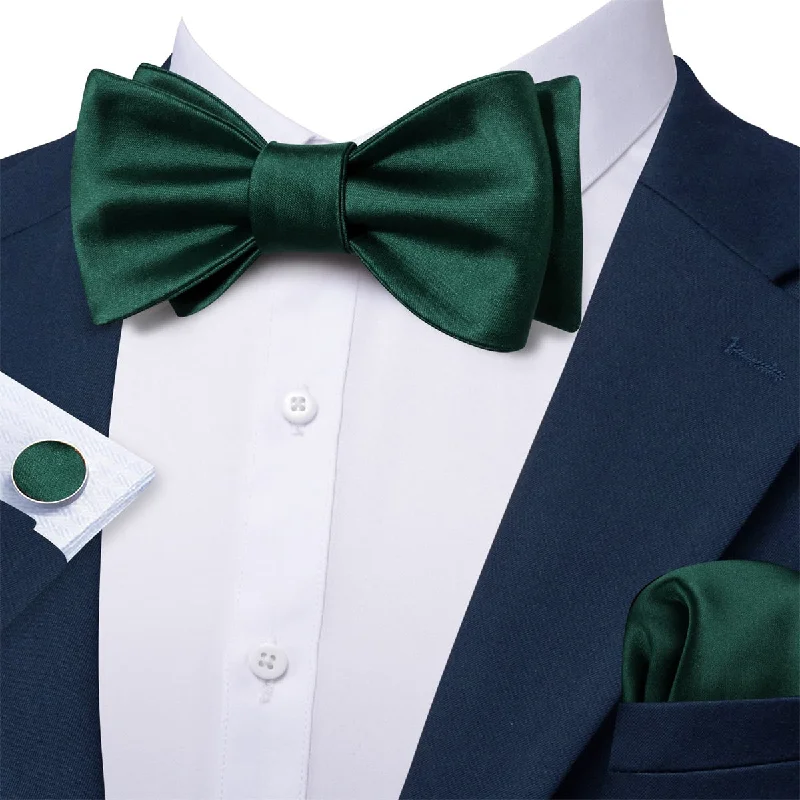 modern wedding silk tie sets-Ties2you Self Tie Bow Ties Dark Green Solid Silk Mens Tuxedo Bow Tie Business Formal