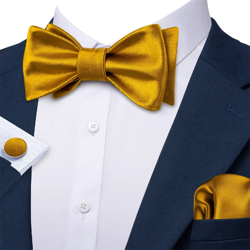 silk ties for formal office events-Ties2you Self Tie Bow Ties Dijon Yellow Solid Silk Mens Tuxedo Bow Tie Business Formal