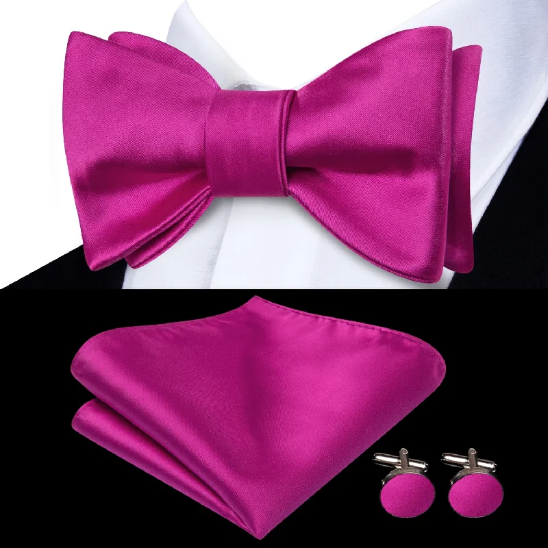 luxury silk necktie options for wedding parties-Ties2you Self-tie Bow Ties Magenta Purple Solid Silk Mens Bowtie Set for Tuxedo Suit