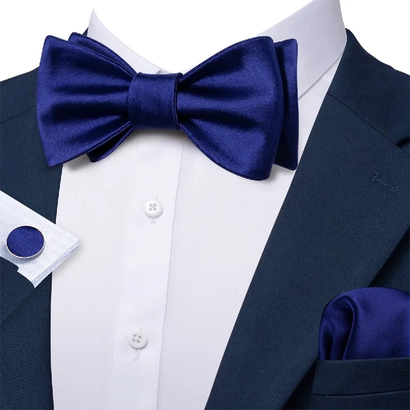 luxury silk neckties for weddings-Ties2you Self Tie Bow Ties Navy Blue Solid Silk Mens Tuxedo Bow Tie Business Formal