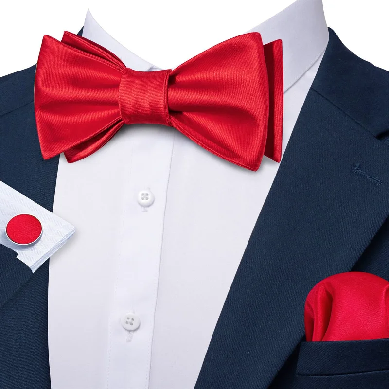 classic silk necktie styles for men-Ties2you Self Tie Bow Ties Red Solid Silk Mens Tuxedo Bow Tie Wedding