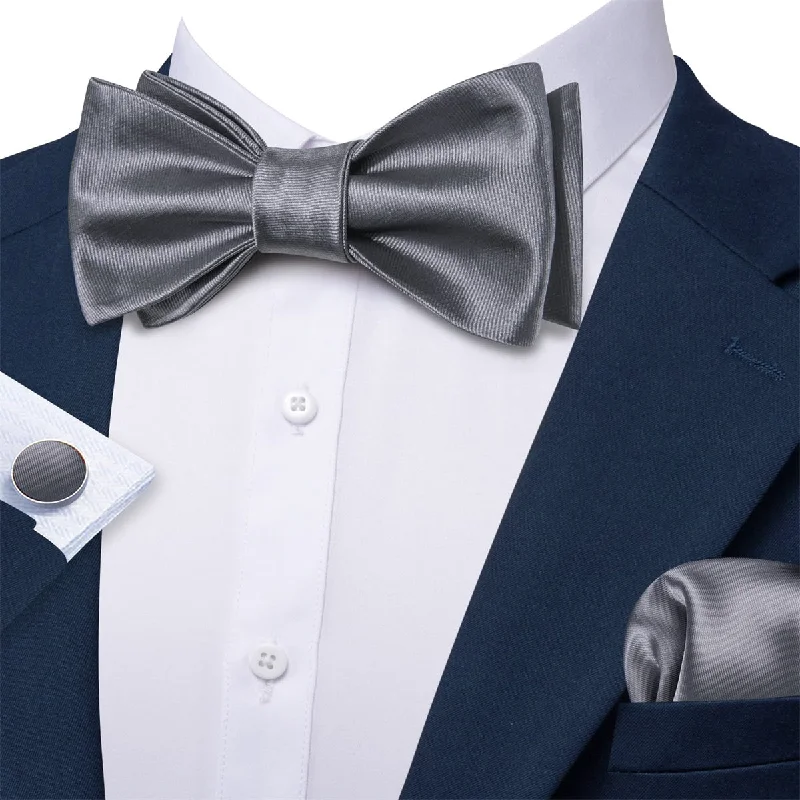 designer silk necktie ideas for weddings-Ties2you Self Tie Bow Ties Smoke Grey Solid Silk Mens Tuxedo Bow Tie Business