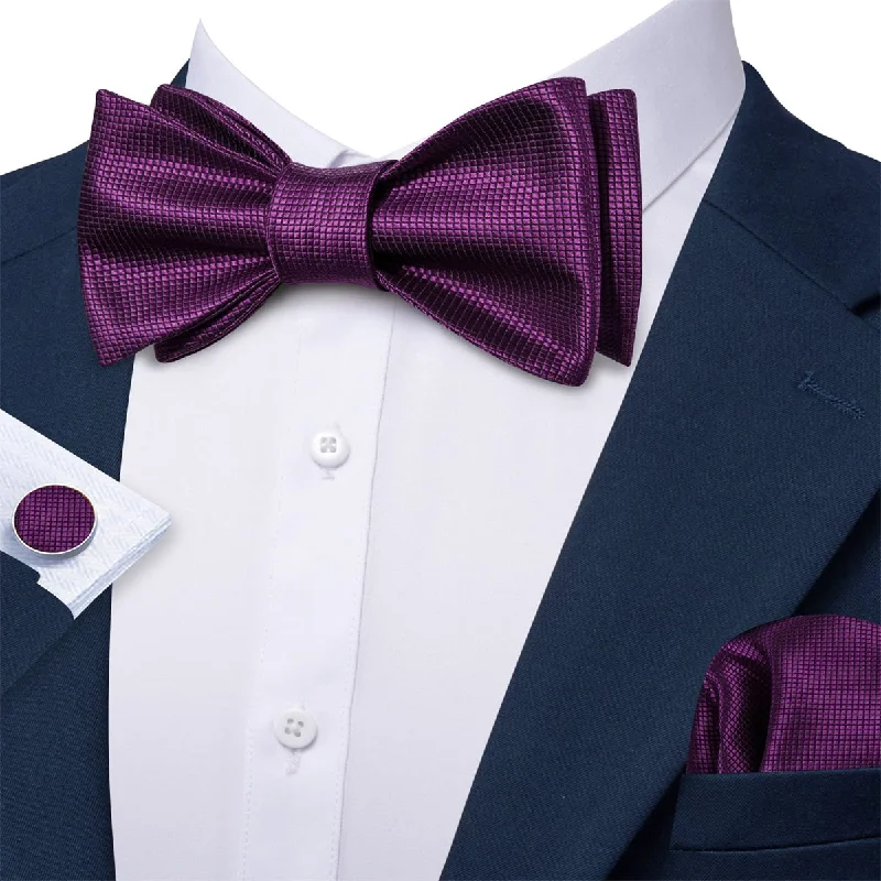 classic wedding necktie colors for men-Ties2you Self Tie Bow Ties Violet Purple Plaid Silk Mens Tuxedo Bow Tie Wedding