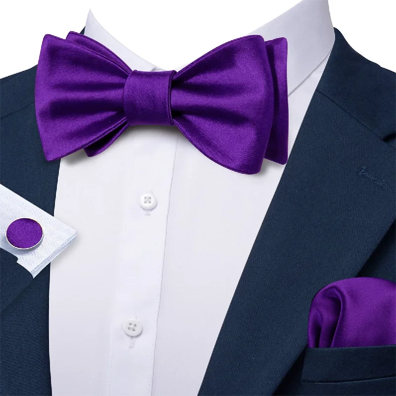 premium business silk tie sets-Ties2you Self Tie Bow Ties Violet Purple Solid Silk Mens Tuxedo Bow Tie Business Formal