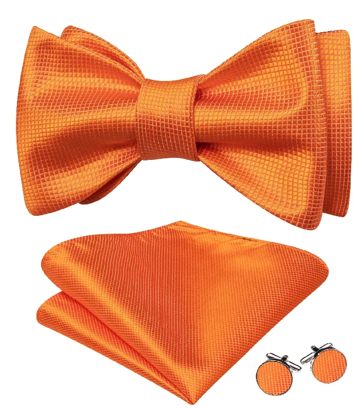 best silk necktie ideas for weddings-Ties2you Tuxedo Bow Tie Hot Orange Plaid Men's Silk Self-Bow Tie Handkerchief Cufflinks Set