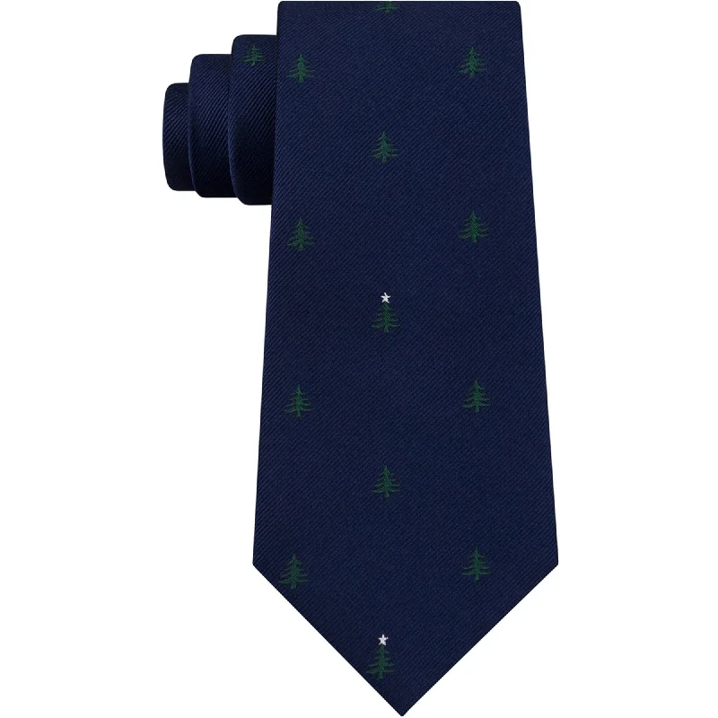 vibrant silk necktie options for business wear-Tommy Hilfiger Mens Christmas Tree Self-tied Necktie, Blue, One Size - One Size