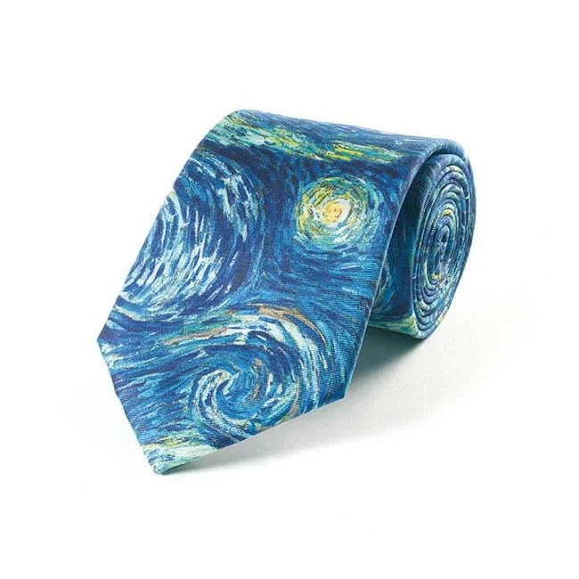 slim-fit silk neckties for office wear-Van Gogh Starry Night Tie