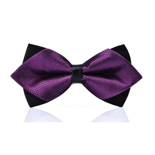 affordable silk necktie colors for weddings-Classy Men Violet Carbon Pre-Tied Diamond Bow Tie