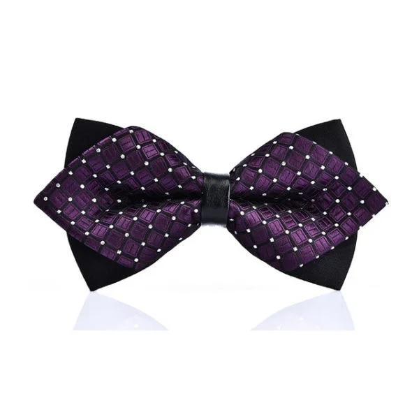 designer silk ties for office wear-Classy Men Violet Dotted Pre-Tied Diamond Bow Tie