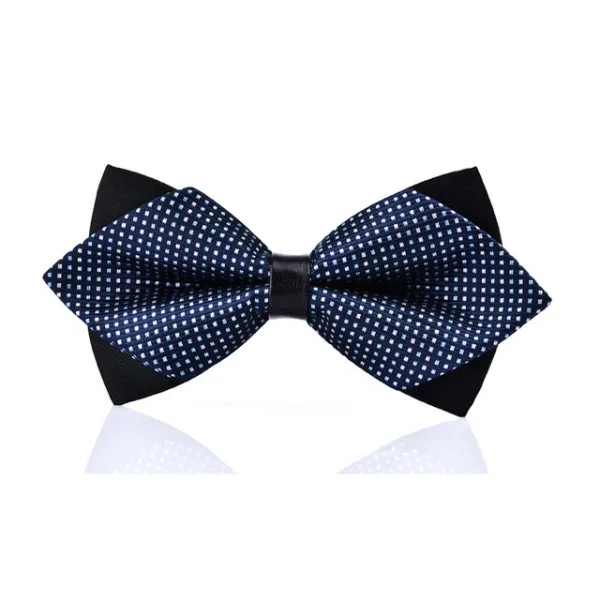 vibrant wedding necktie colors for men-Classy Men White Blue Pre-Tied Diamond Bow Tie