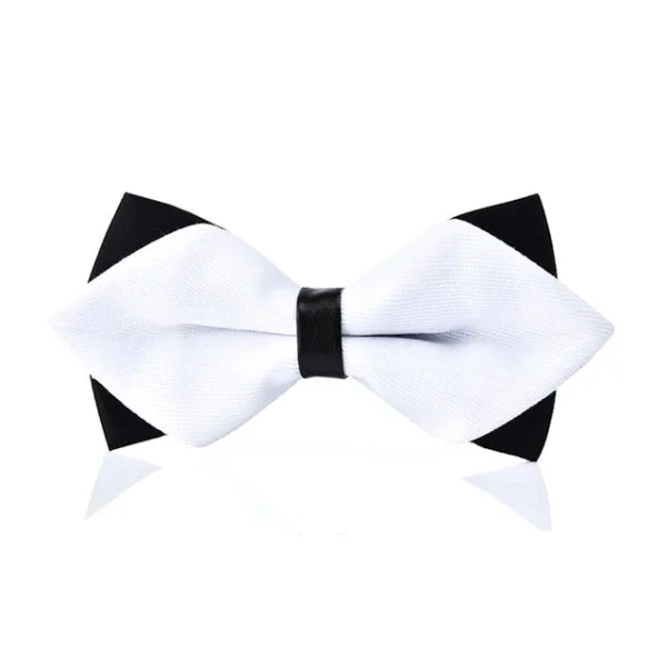 slim-fit silk neckties for office wear-Classy Men White Pre-Tied Diamond Bow Tie