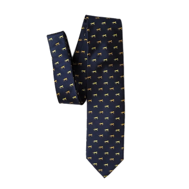 affordable silk necktie sets for office wear-Wild Attire Inc. Hold Your Horses Navy Blue Silk Tie