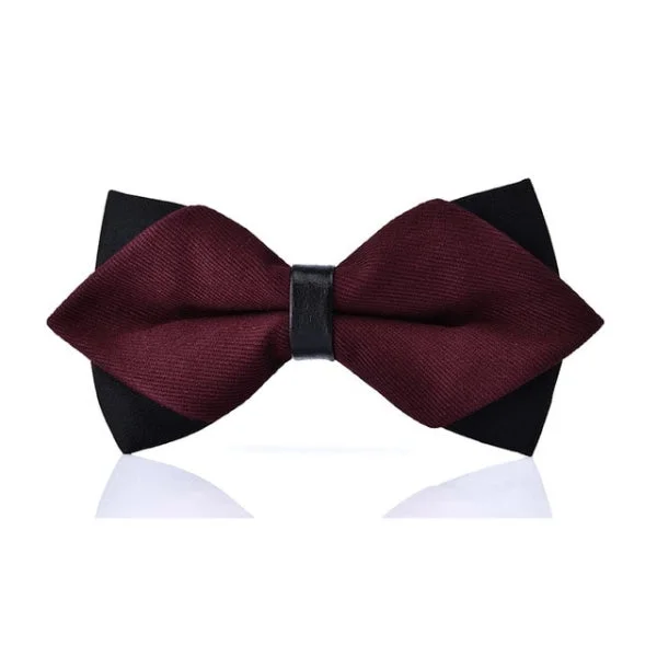 trendy business silk necktie combinations-Classy Men Wine Red Pre-Tied Diamond Bow Tie