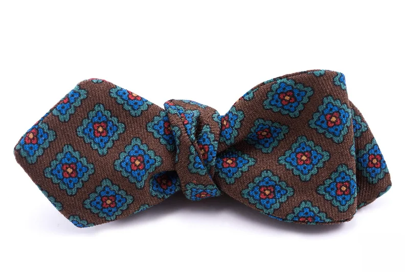 stylish silk necktie ideas for office meetings-Brown Wool Challis Bow Tie