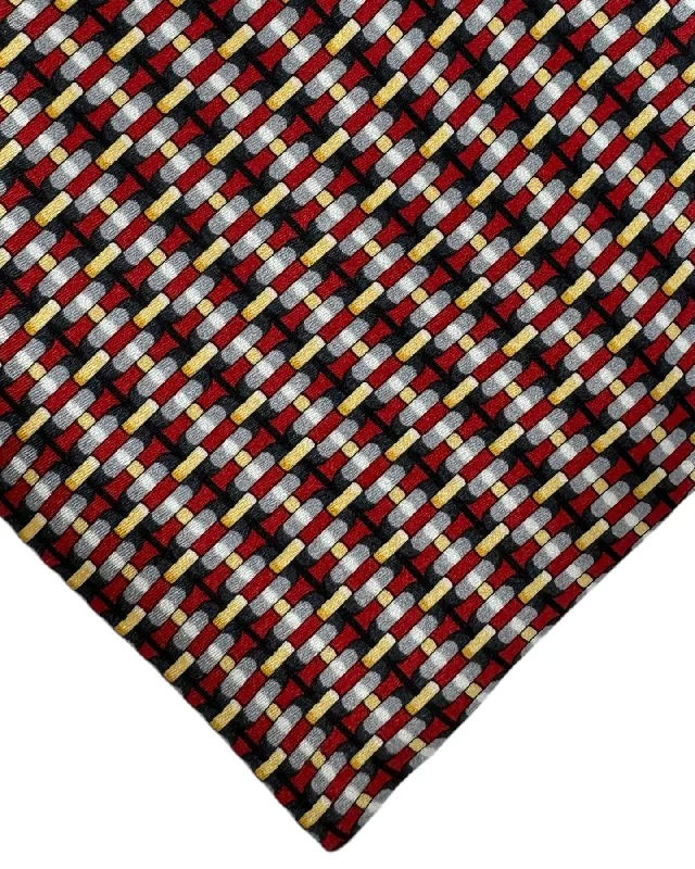 elegant silk necktie options for business wear-Zilli Silk Tie Black Gray Dark Red Micro Pattern - Wide Necktie