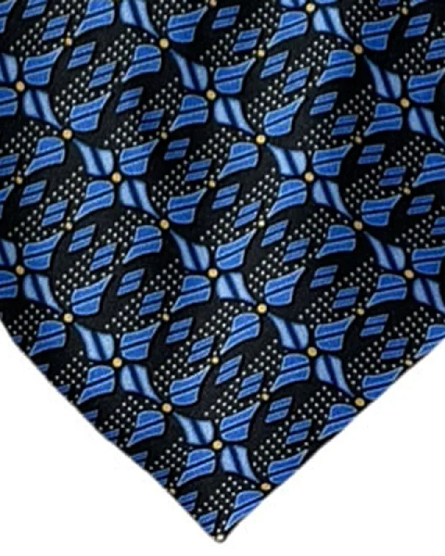 premium silk necktie colors for office wear-Zilli Silk Tie Blue Floral - Wide Necktie