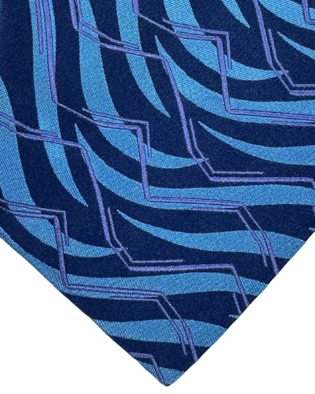 classic silk necktie sets for business wear-Zilli Silk Tie Blue Purple Swirl - Wide Necktie