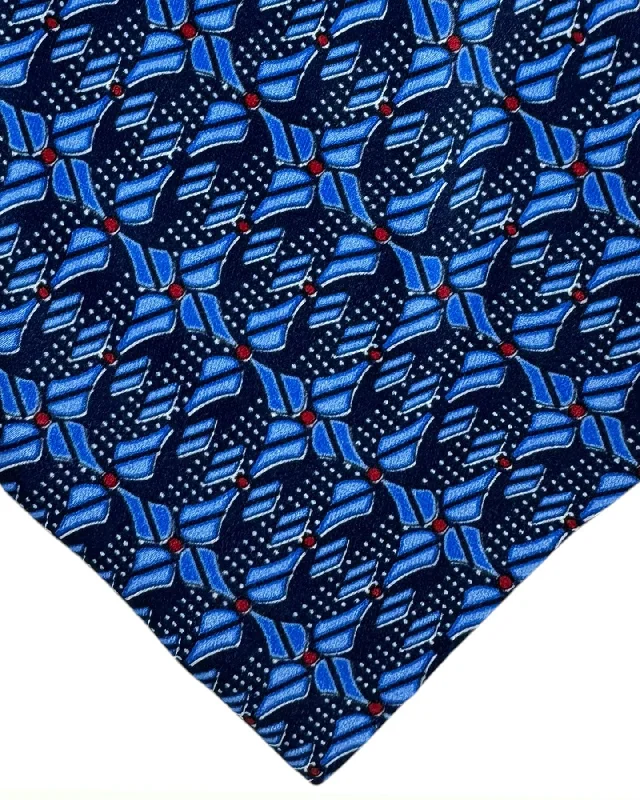 classic silk necktie patterns for weddings-Zilli Silk Tie Navy Blue Floral - Wide Necktie