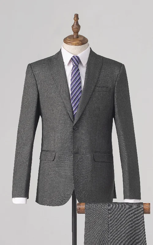 Men's wool tuxedo jacket for black tie events -2 PIECE SUIT CHARCOAL GREY