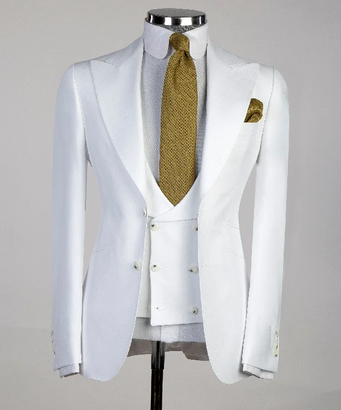 Best tuxedo for business dinner events -3 Piece Mens White Suits