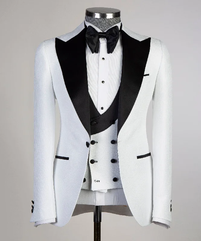 Men's premium tuxedo for special business occasion -3 Piece White Tuxedo Jacket