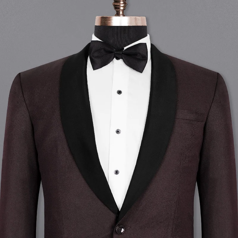 Men's slim fit tuxedo for wedding reception -Aubergine Tuxedo Wool Rich Blazer