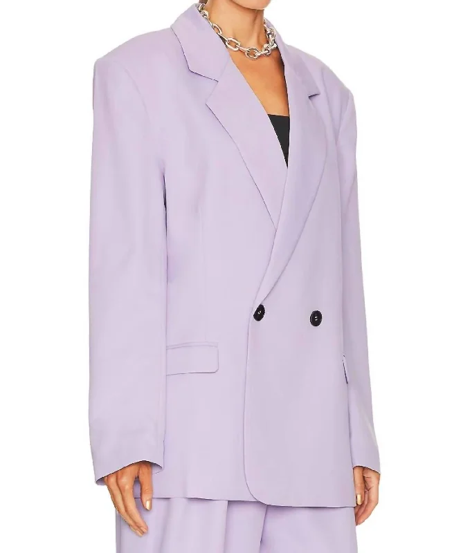 Men's designer tuxedo jacket for wedding guests -Dana Oversized Blazer In Lilac