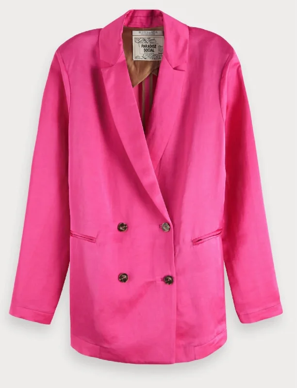 Best tuxedo for corporate office event -Double Breasted Blazer In Pink