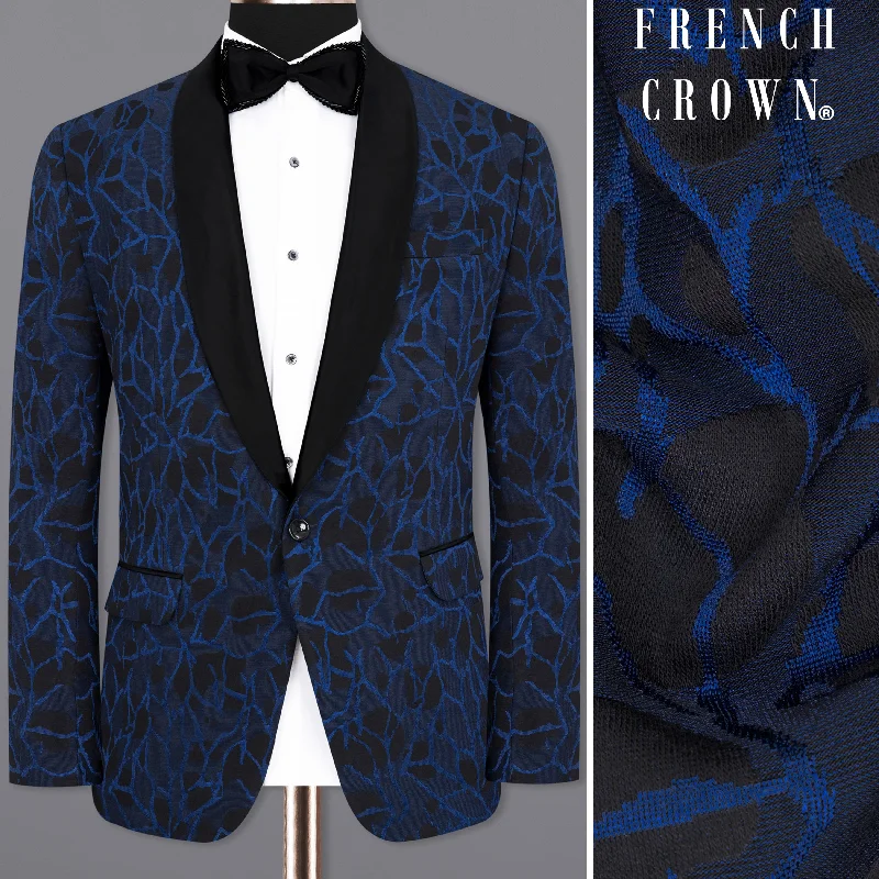 Men's tailored tuxedo jacket for formal event -Downriver Blue with Thunder Black Tuxedo Designer Blazer